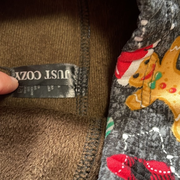 Just Cozy Christmas gingerbread Fleece lined leggings size 7/8 - Picture 3 of 5